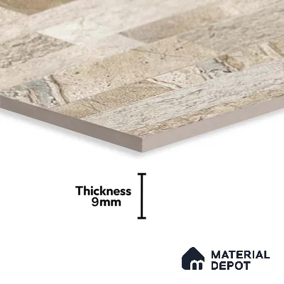 Stacked Stone Wall Tile TL 06579 Ascot Baige 2 ft x 1 ft Ceramic Matte Finish - 9 mm | Suitable for Foyer, Balcony, Elevation, Courtyard