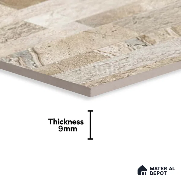 Stacked Stone Wall Tile TL 06579 Ascot Baige 2 ft x 1 ft Ceramic Matte Finish - 9 mm | Suitable for Foyer, Balcony, Elevation, Courtyard