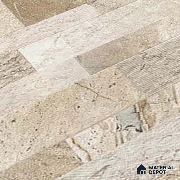 Stacked Stone Wall Tile TL 06579 Ascot Baige 2 ft x 1 ft Ceramic Matte Finish - 9 mm | Suitable for Foyer, Balcony, Elevation, Courtyard