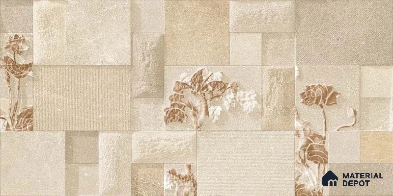 Stacked Stone Wall Tile TL 06591 Noxer Baige 2 ft x 1 ft Ceramic Matte Finish - 9 mm | Suitable for Courtyard, Foyer, Balcony, Elevation (Sample)