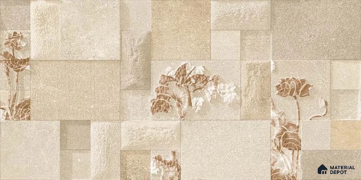 Stacked Stone Wall Tile TL 06591 Noxer Baige 2 ft x 1 ft Ceramic Matte Finish - 9 mm | Suitable for Courtyard, Foyer, Balcony, Elevation (Sample)