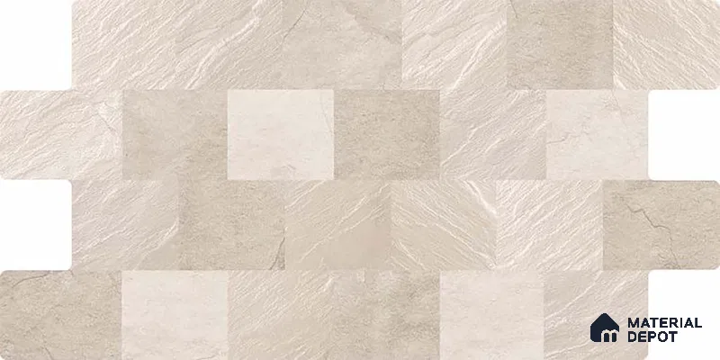 Stacked Stone Wall Tile TL 06595 B Lumina Baige 2 ft x 1 ft Ceramic Matte Finish - 9 mm | Suitable for Foyer, Balcony, Elevation, Courtyard (Sample)