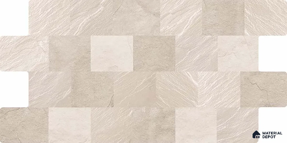 Stacked Stone Wall Tile TL 06595 B Lumina Baige 2 ft x 1 ft Ceramic Matte Finish - 9 mm | Suitable for Foyer, Balcony, Elevation, Courtyard (Sample)