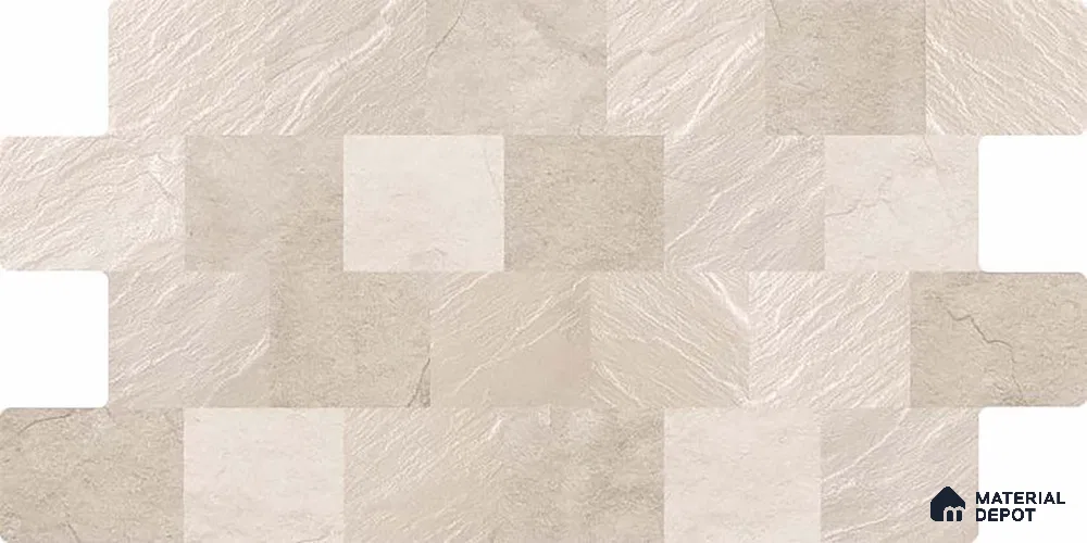 Stacked Stone Wall Tile TL 06595 B Lumina Baige 2 ft x 1 ft Ceramic Matte Finish - 9 mm | Suitable for Foyer, Balcony, Elevation, Courtyard