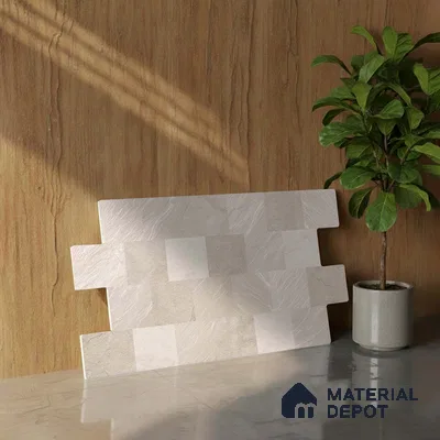 Stacked Stone Wall Tile TL 06595 B Lumina Baige 2 ft x 1 ft Ceramic Matte Finish - 9 mm | Suitable for Foyer, Balcony, Elevation, Courtyard (Sample)