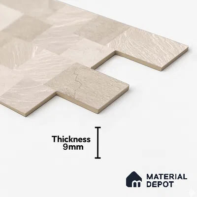 Stacked Stone Wall Tile TL 06595 B Lumina Baige 2 ft x 1 ft Ceramic Matte Finish - 9 mm | Suitable for Foyer, Balcony, Elevation, Courtyard (Sample)