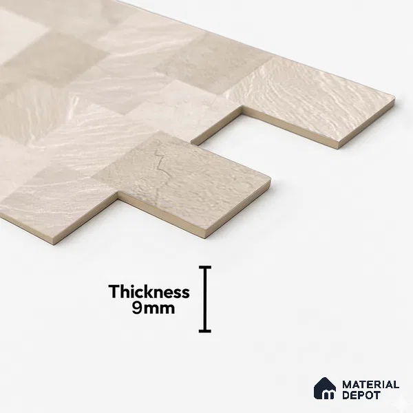 Stacked Stone Wall Tile TL 06595 B Lumina Baige 2 ft x 1 ft Ceramic Matte Finish - 9 mm | Suitable for Foyer, Balcony, Elevation, Courtyard (Sample)