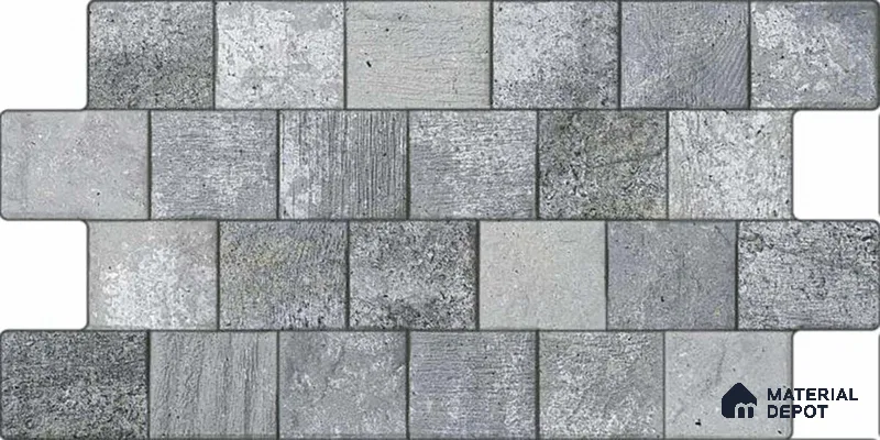 Stacked Stone Wall Tile TL 06595 Lumina Gris 2 ft x 1 ft Ceramic Matte Finish - 9 mm | Suitable for Courtyard, Foyer, Balcony, Elevation (Sample)