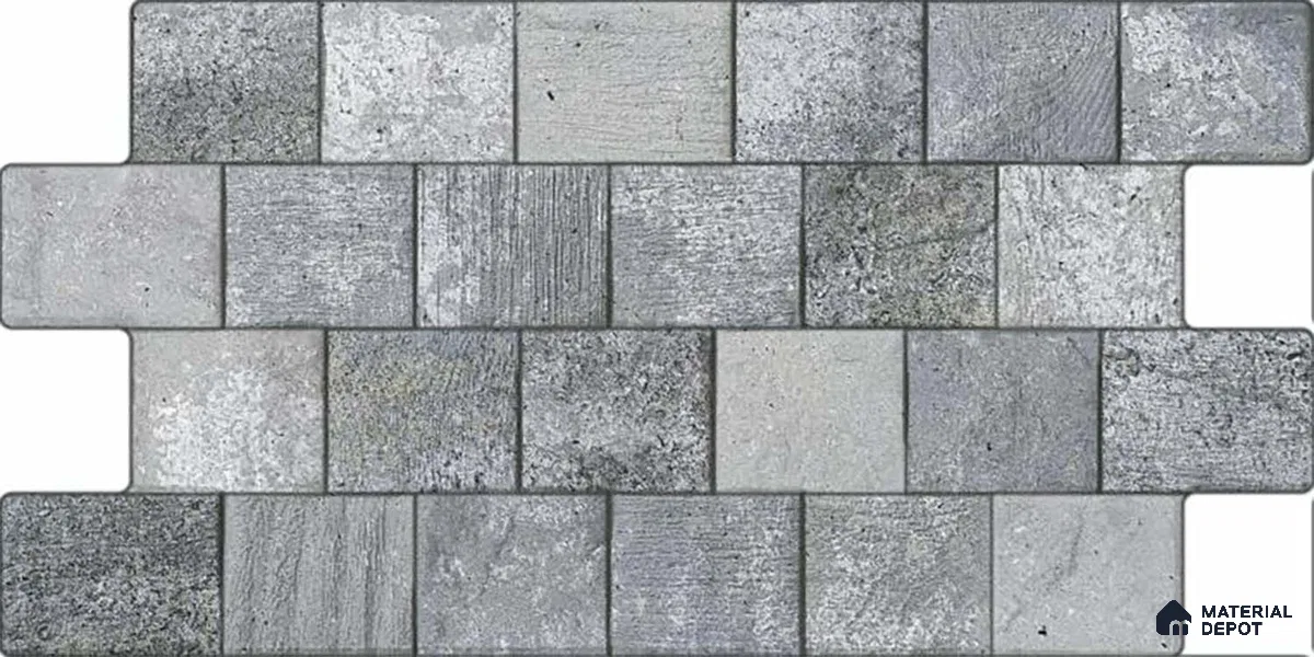 Stacked Stone Wall Tile TL 06595 Lumina Gris 2 ft x 1 ft Ceramic Matte Finish - 9 mm | Suitable for Courtyard, Foyer, Balcony, Elevation (Sample)