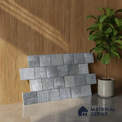 Stacked Stone Wall Tile TL 06595 Lumina Gris 2 ft x 1 ft Ceramic Matte Finish - 9 mm | Suitable for Courtyard, Foyer, Balcony, Elevation (Sample)