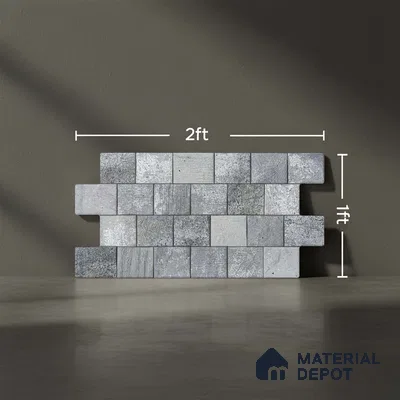 Stacked Stone Wall Tile TL 06595 Lumina Gris 2 ft x 1 ft Ceramic Matte Finish - 9 mm | Suitable for Courtyard, Foyer, Balcony, Elevation (Sample)
