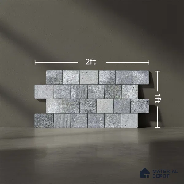 Stacked Stone Wall Tile TL 06595 Lumina Gris 2 ft x 1 ft Ceramic Matte Finish - 9 mm | Suitable for Courtyard, Foyer, Balcony, Elevation (Sample)