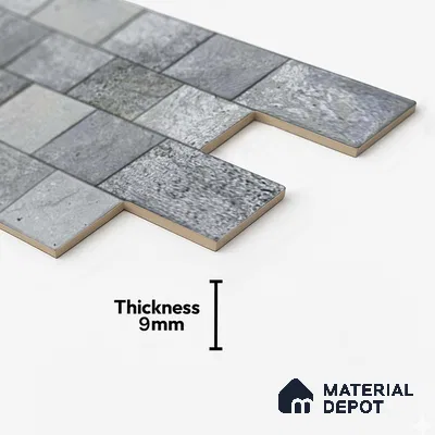 Stacked Stone Wall Tile TL 06595 Lumina Gris 2 ft x 1 ft Ceramic Matte Finish - 9 mm | Suitable for Courtyard, Foyer, Balcony, Elevation (Sample)