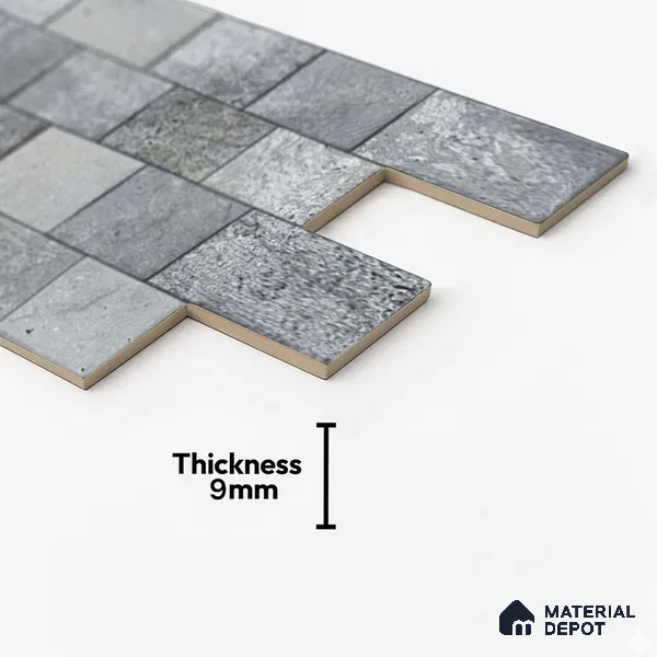 Stacked Stone Wall Tile TL 06595 Lumina Gris 2 ft x 1 ft Ceramic Matte Finish - 9 mm | Suitable for Courtyard, Foyer, Balcony, Elevation (Sample)