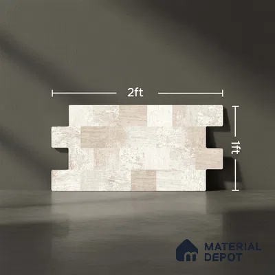 Stacked Stone Wall Tile TL 06595 C Lumina Yellow 2 ft x 1 ft Ceramic Matte Finish - 9 mm | Suitable for Courtyard, Foyer, Balcony, Elevation (Sample)