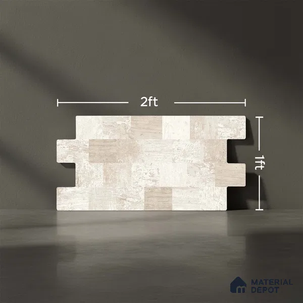 Stacked Stone Wall Tile TL 06595 C Lumina Yellow 2 ft x 1 ft Ceramic Matte Finish - 9 mm | Suitable for Courtyard, Foyer, Balcony, Elevation (Sample)