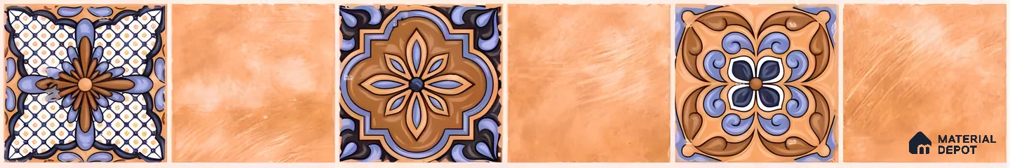 Moroccan Look Floor Tile TL 06574 B Penny Amber Decore 35 Inch x 6 Inch Vitrified Matte Finish - 9 mm | Suitable for Living Room, Kitchen & Bedroom (Sample)