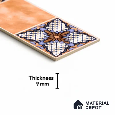 Moroccan Look Floor Tile TL 06574 B Penny Amber Decore 35 Inch x 6 Inch Vitrified Matte Finish - 9 mm | Suitable for Living Room, Kitchen & Bedroom (Sample)