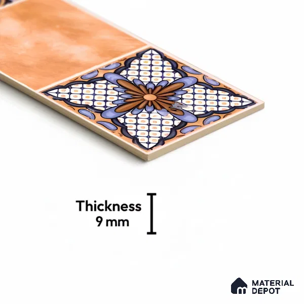 Moroccan Look Floor Tile TL 06574 B Penny Amber Decore 35 Inch x 6 Inch Vitrified Matte Finish - 9 mm | Suitable for Living Room, Kitchen & Bedroom (Sample)