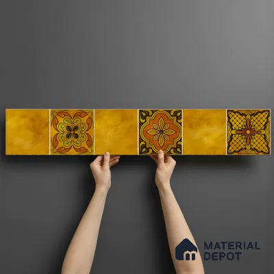 Moroccan Look Floor Tile TL 06574 D Penny Marfil Decore 35 Inch x 6 Inch Vitrified Matte Finish - 9 mm | Suitable for Living Room, Kitchen & Bedroom (Sample)