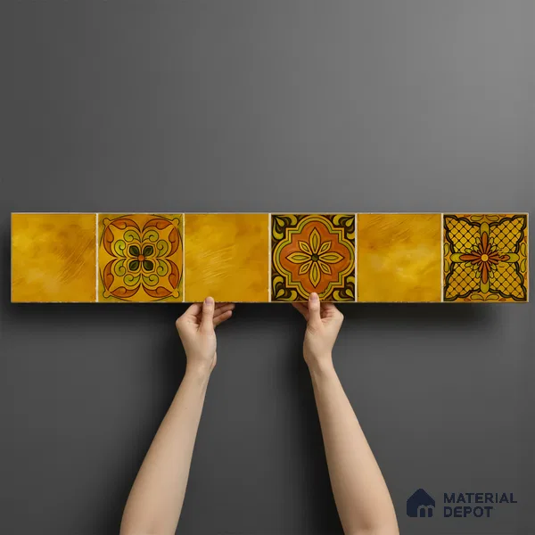 Moroccan Look Floor Tile TL 06574 D Penny Marfil Decore 35 Inch x 6 Inch Vitrified Matte Finish - 9 mm | Suitable for Living Room, Kitchen & Bedroom (Sample)