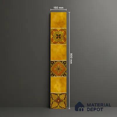 Moroccan Look Floor Tile TL 06574 D Penny Marfil Decore 35 Inch x 6 Inch Vitrified Matte Finish - 9 mm | Suitable for Living Room, Kitchen & Bedroom (Sample)