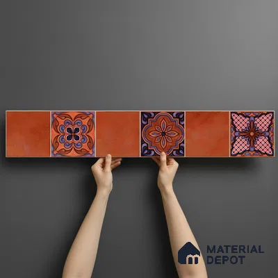 Moroccan Look Floor Tile TL 06574 H Penny Brown Decore 35 Inch x 6 Inch Vitrified Matte Finish - 9 mm | Suitable for Living Room, Kitchen & Bedroom (Sample)
