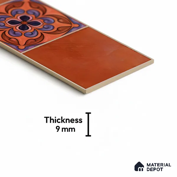 Moroccan Look Floor Tile TL 06574 H Penny Brown Decore 35 Inch x 6 Inch Vitrified Matte Finish - 9 mm | Suitable for Living Room, Kitchen & Bedroom (Sample)