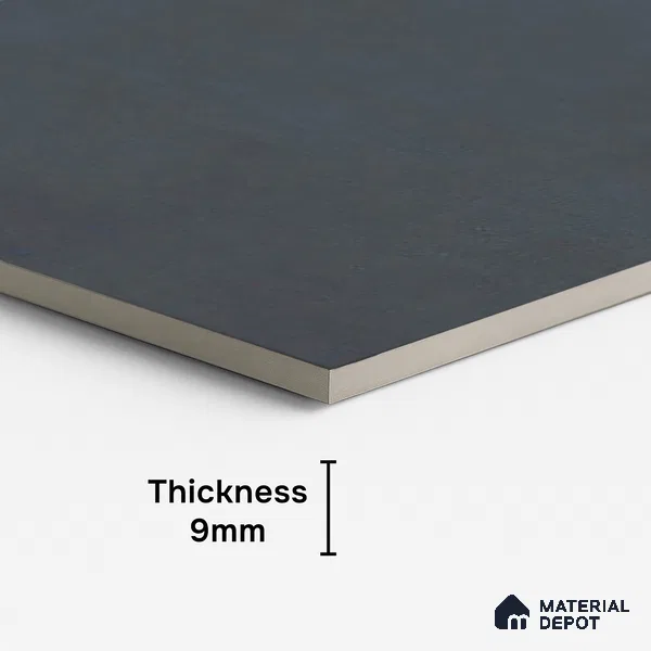 Punch Wall & Floor Tile TL 06612 J 4 ft x 2 ft Black Vitrified Matte Finish Tile - 9 mm | Ideal for Living Room, Bedroom, Bathroom, Kitchen