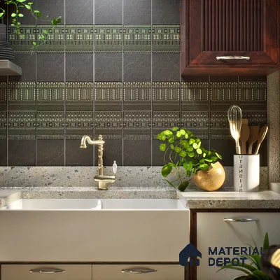 Subway Wall Tile TL 06431 C Coastal Glam Coffee 8 x 8 inch Ceramic Matte Finish - 10 mm | 36 Random Design | Suitable for Accent / Feature Walls, Bathroom, Kitchen Wall & Backsplashes (Sample)