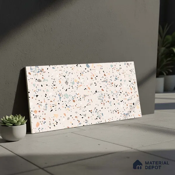 Terrazzo Wall Tile TL 06527 B G Gobi Beige 2 ft x 1 ft Ceramic Matte Finish - 8 mm | Suitable for Living Room, Kitchen & Bathroom (Sample)