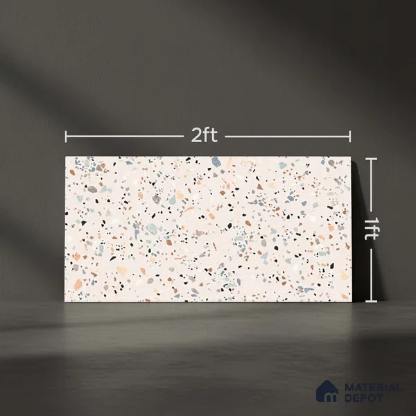 Terrazzo Wall Tile TL 06527 B G Gobi Beige 2 ft x 1 ft Ceramic Matte Finish - 8 mm | Suitable for Living Room, Kitchen & Bathroom (Sample)