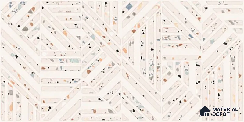 Terrazzo Wall Tile TL 06527 Gobi Beige 2 ft x 1 ft Ceramic Matte Finish - 8 mm | Suitable For Kitchen & Bathroom