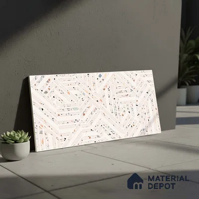 Terrazzo Wall Tile TL 06527 Gobi Beige 2 ft x 1 ft Ceramic Matte Finish - 8 mm | Suitable For Kitchen & Bathroom