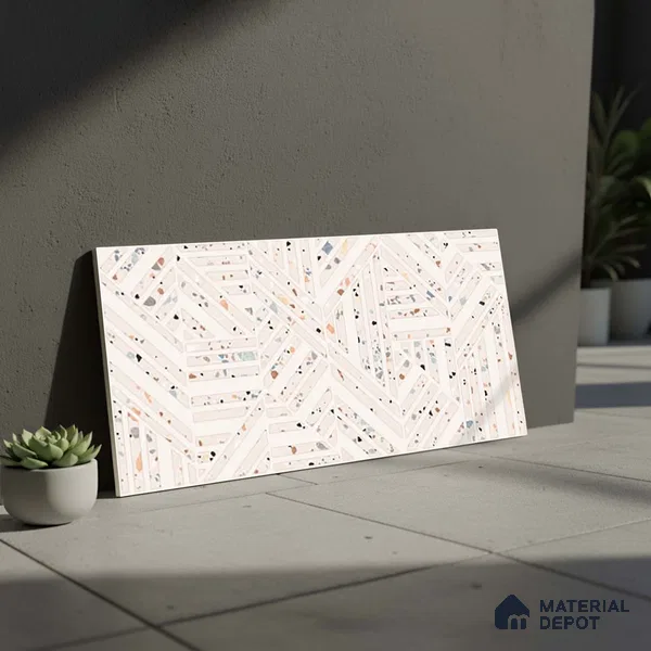 Terrazzo Wall Tile TL 06527 Gobi Beige 2 ft x 1 ft Ceramic Matte Finish - 8 mm | Suitable For Kitchen & Bathroom