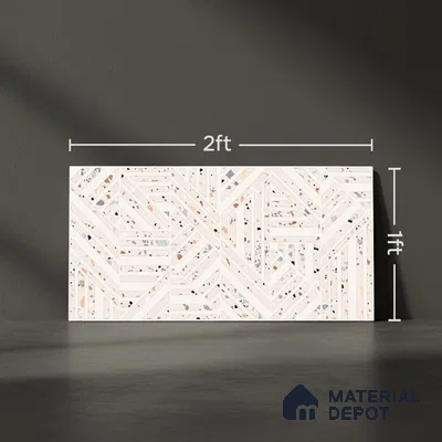 Terrazzo Wall Tile TL 06527 Gobi Beige 2 ft x 1 ft Ceramic Matte Finish - 8 mm | Suitable For Kitchen & Bathroom