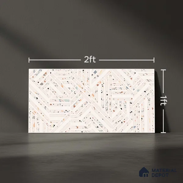 Terrazzo Wall Tile TL 06527 Gobi Beige 2 ft x 1 ft Ceramic Matte Finish - 8 mm | Suitable For Kitchen & Bathroom