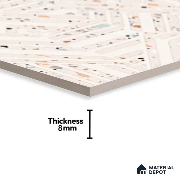 Terrazzo Wall Tile TL 06527 Gobi Beige 2 ft x 1 ft Ceramic Matte Finish - 8 mm | Suitable For Kitchen & Bathroom