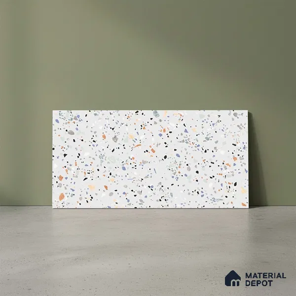 Terrazzo Wall Tile TL 06527 D G Gobi Bianco 2 ft x 1 ft Ceramic Matte Finish - 8 mm | Suitable for Living Room, Kitchen & Bathroom (Sample)