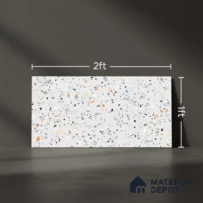 Terrazzo Wall Tile TL 06527 D G Gobi Bianco 2 ft x 1 ft Ceramic Matte Finish - 8 mm | Suitable for Living Room, Kitchen & Bathroom (Sample)