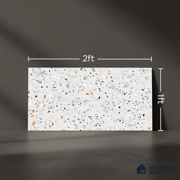 Terrazzo Wall Tile TL 06527 D G Gobi Bianco 2 ft x 1 ft Ceramic Matte Finish - 8 mm | Suitable for Living Room, Kitchen & Bathroom (Sample)