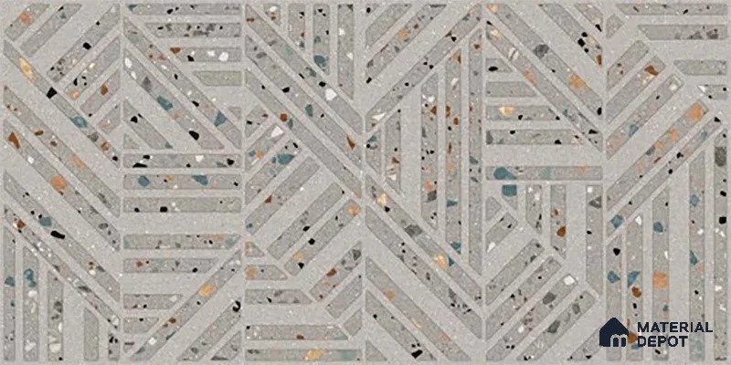 Terrazzo Wall Tile TL 06527 E G Gobi Gris HL 2 ft x 1 ft Ceramic Matte Finish - 8 mm | Suitable for Living Room, Kitchen & Bathroom (Sample)
