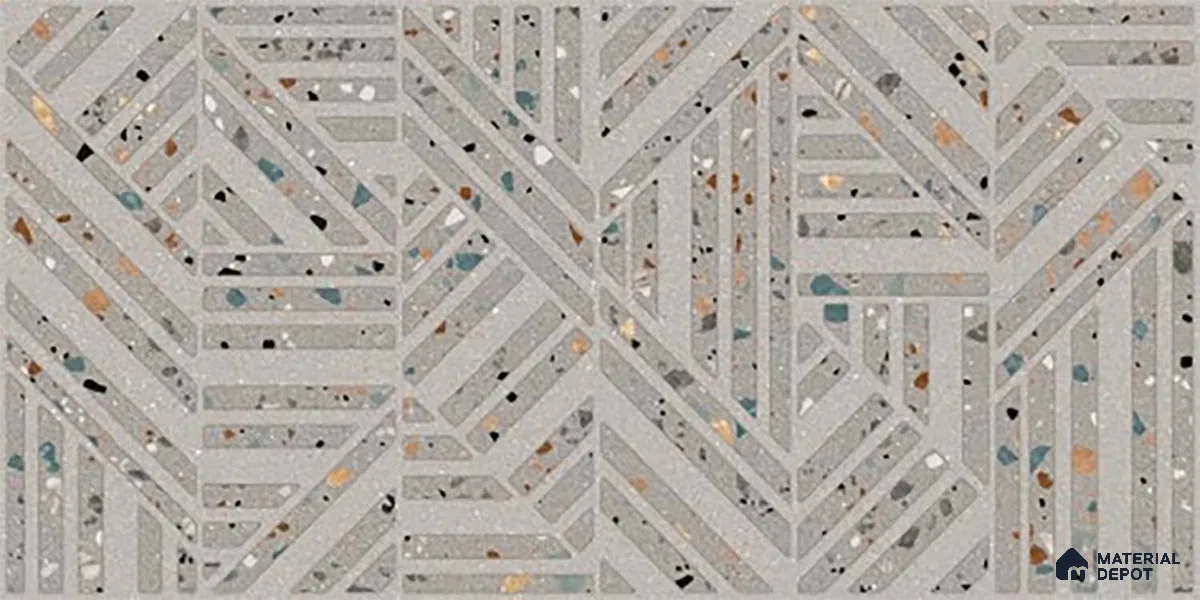 Terrazzo Wall Tile TL 06527 E G Gobi Gris HL 2 ft x 1 ft Ceramic Matte Finish - 8 mm | Suitable for Living Room, Kitchen & Bathroom (Sample)