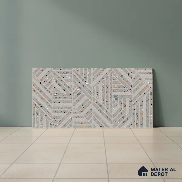 Terrazzo Wall Tile TL 06527 E G Gobi Gris HL 2 ft x 1 ft Ceramic Matte Finish - 8 mm | Suitable for Living Room, Kitchen & Bathroom (Sample)