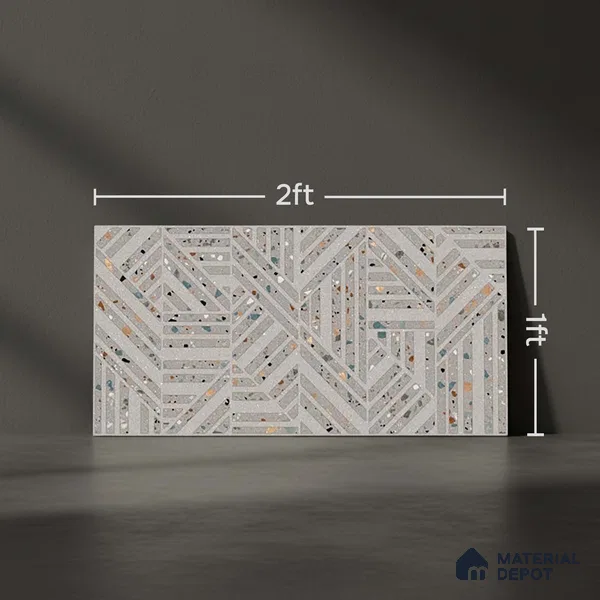 Terrazzo Wall Tile TL 06527 E G Gobi Gris HL 2 ft x 1 ft Ceramic Matte Finish - 8 mm | Suitable for Living Room, Kitchen & Bathroom (Sample)