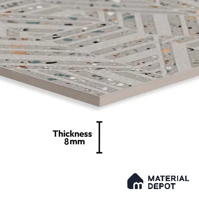 Terrazzo Wall Tile TL 06527 E G Gobi Gris HL 2 ft x 1 ft Ceramic Matte Finish - 8 mm | Suitable for Living Room, Kitchen & Bathroom (Sample)