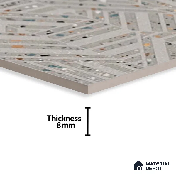 Terrazzo Wall Tile TL 06527 E G Gobi Gris HL 2 ft x 1 ft Ceramic Matte Finish - 8 mm | Suitable for Living Room, Kitchen & Bathroom (Sample)