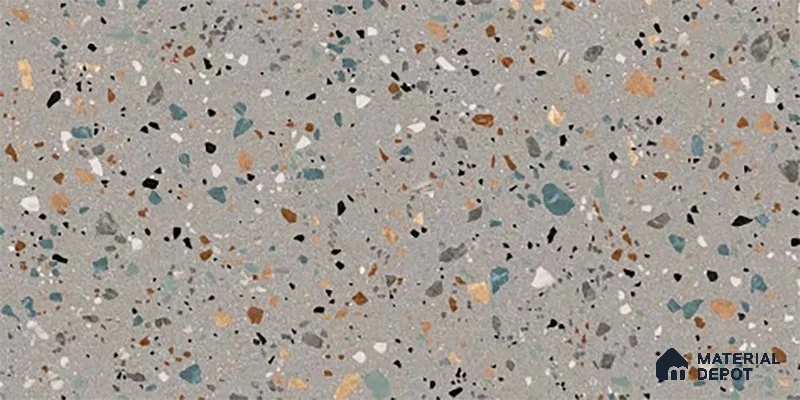 Terrazzo Wall Tile TL 06527 F G Gobi Gris 2 ft x 1 ft Ceramic Matte Finish - 8 mm | Suitable for Living Room, Kitchen & Bathroom