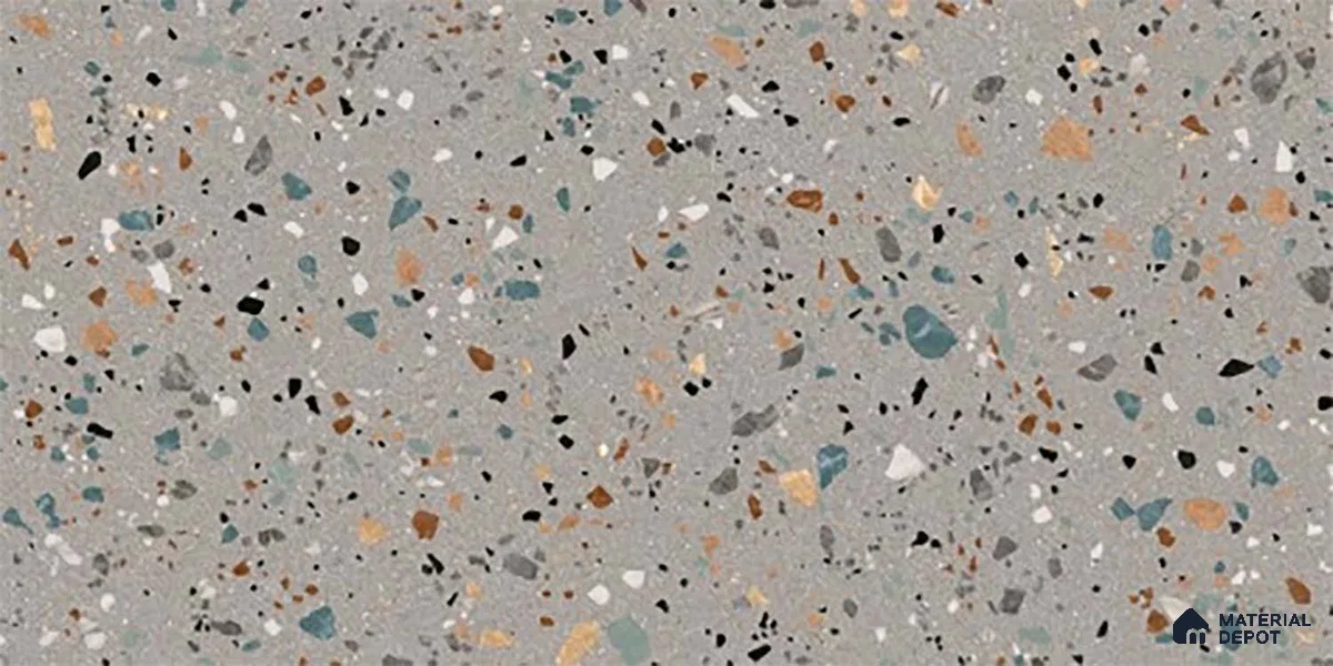 Terrazzo Wall Tile TL 06527 F G Gobi Gris 2 ft x 1 ft Ceramic Matte Finish - 8 mm | Suitable for Living Room, Kitchen & Bathroom