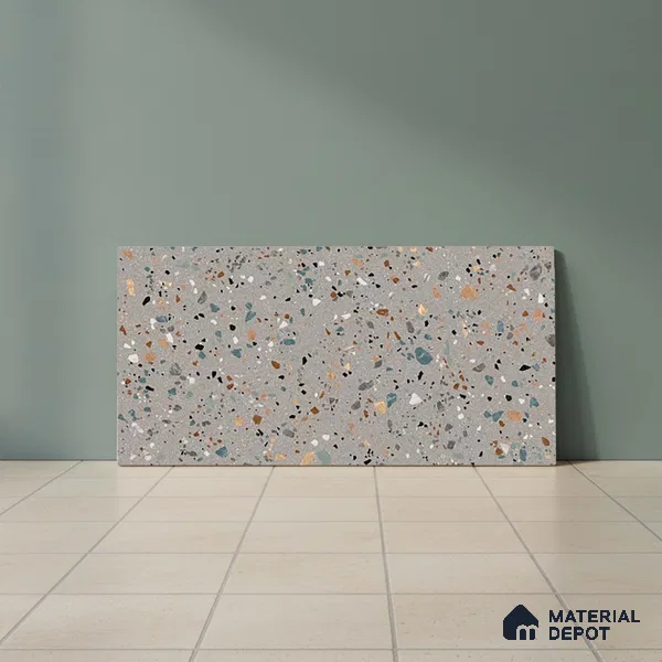 Terrazzo Wall Tile TL 06527 F G Gobi Gris 2 ft x 1 ft Ceramic Matte Finish - 8 mm | Suitable for Living Room, Kitchen & Bathroom